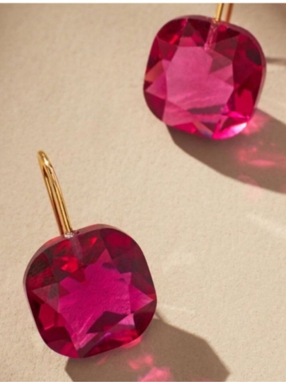 New! Magenta Pink Floating Crystal Drop Earrings (1062) NWOT
